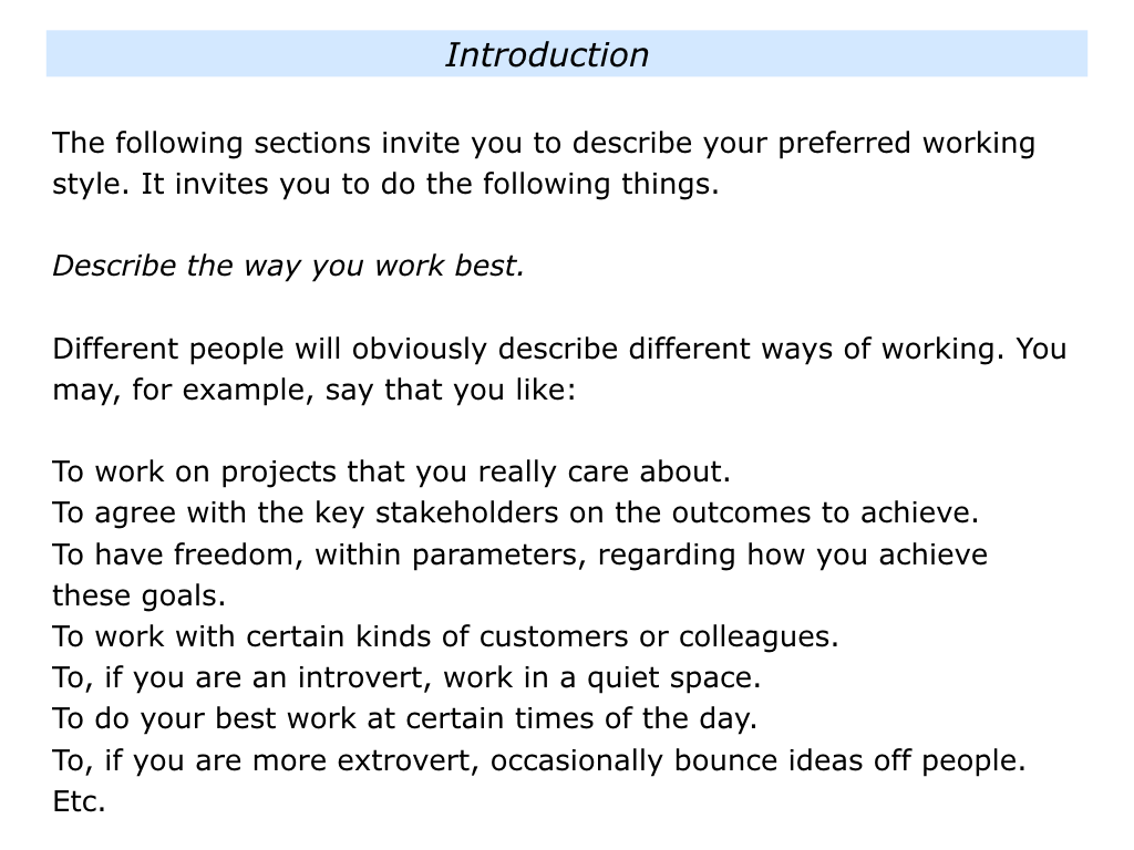 s is for inviting team members to share their preferred what is your work style