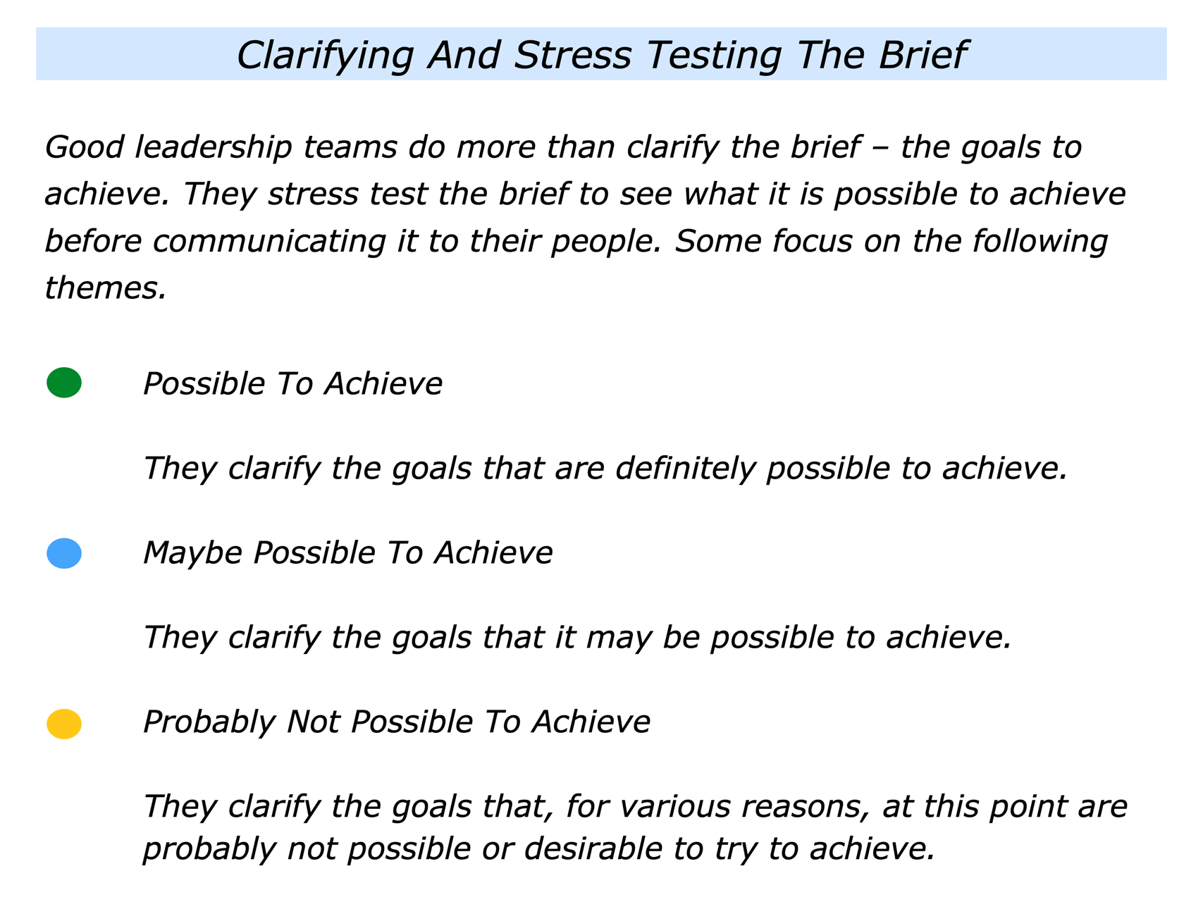 The Clarifying And Stress Testing The Brief Approach - The Positive ...