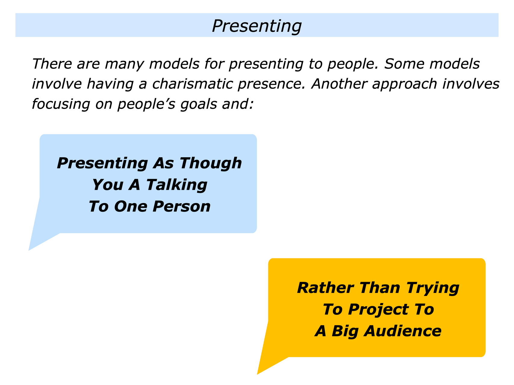 The Presenting As Though You Are Talking To One Person Rather Than ...